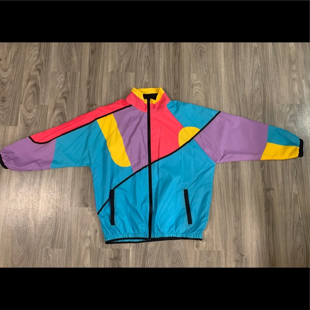 Men’s Funny Guy Mugs 80s & 90s Retro Neon Windbreaker Medium